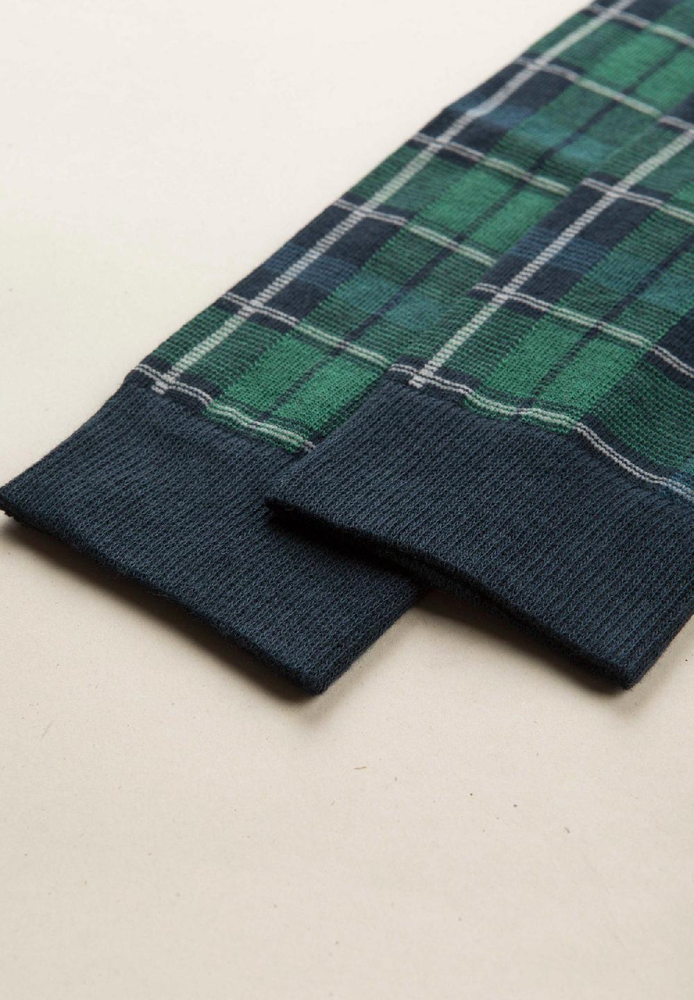 Angelico Calza blu quadri verdi cotone stretch Prezzo Ridotto