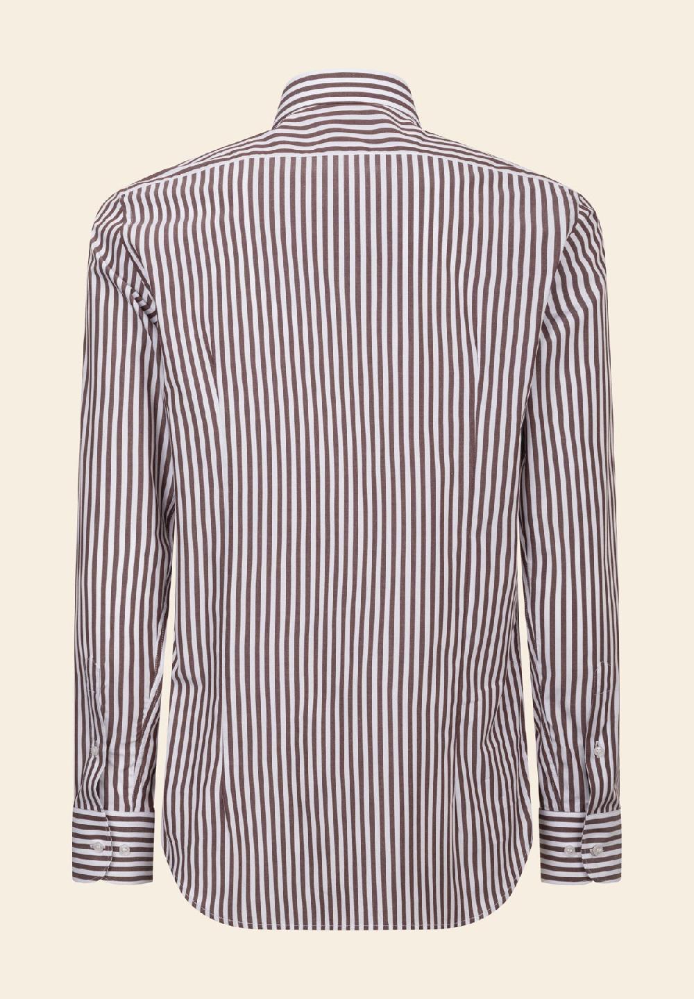 Angelico Camicia marrone bianca bacchettina cotone slim fit Hotsell