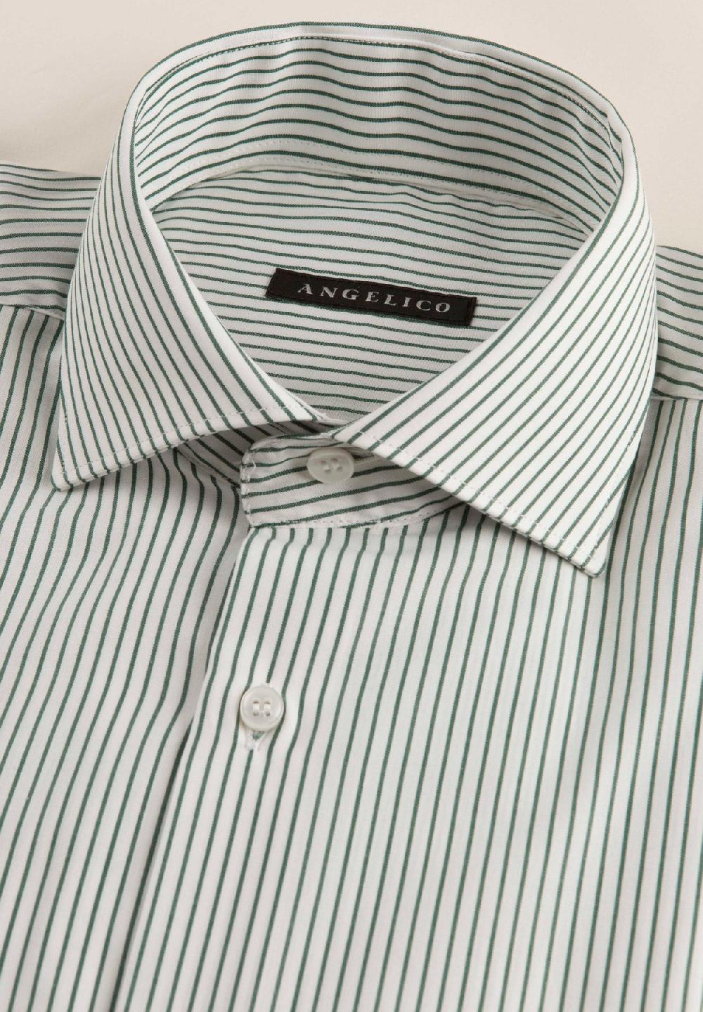 Angelico Camicia verde bianco rigata cotone regular fit Vendita Calda