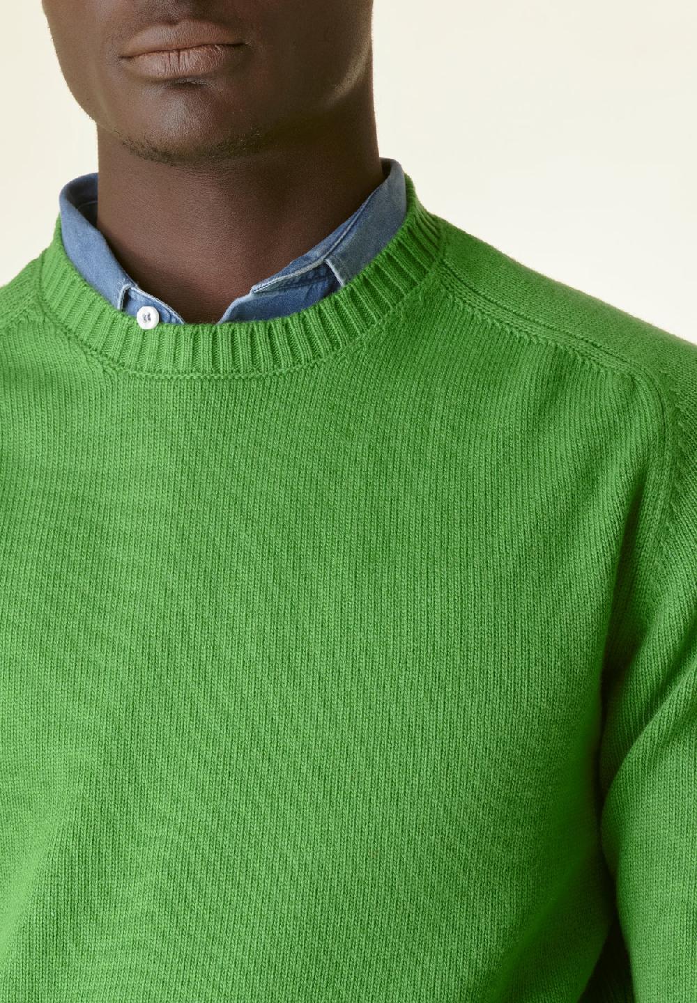 Angelico Maglia verde raglan bordi alti Saldi Di Fabbrica