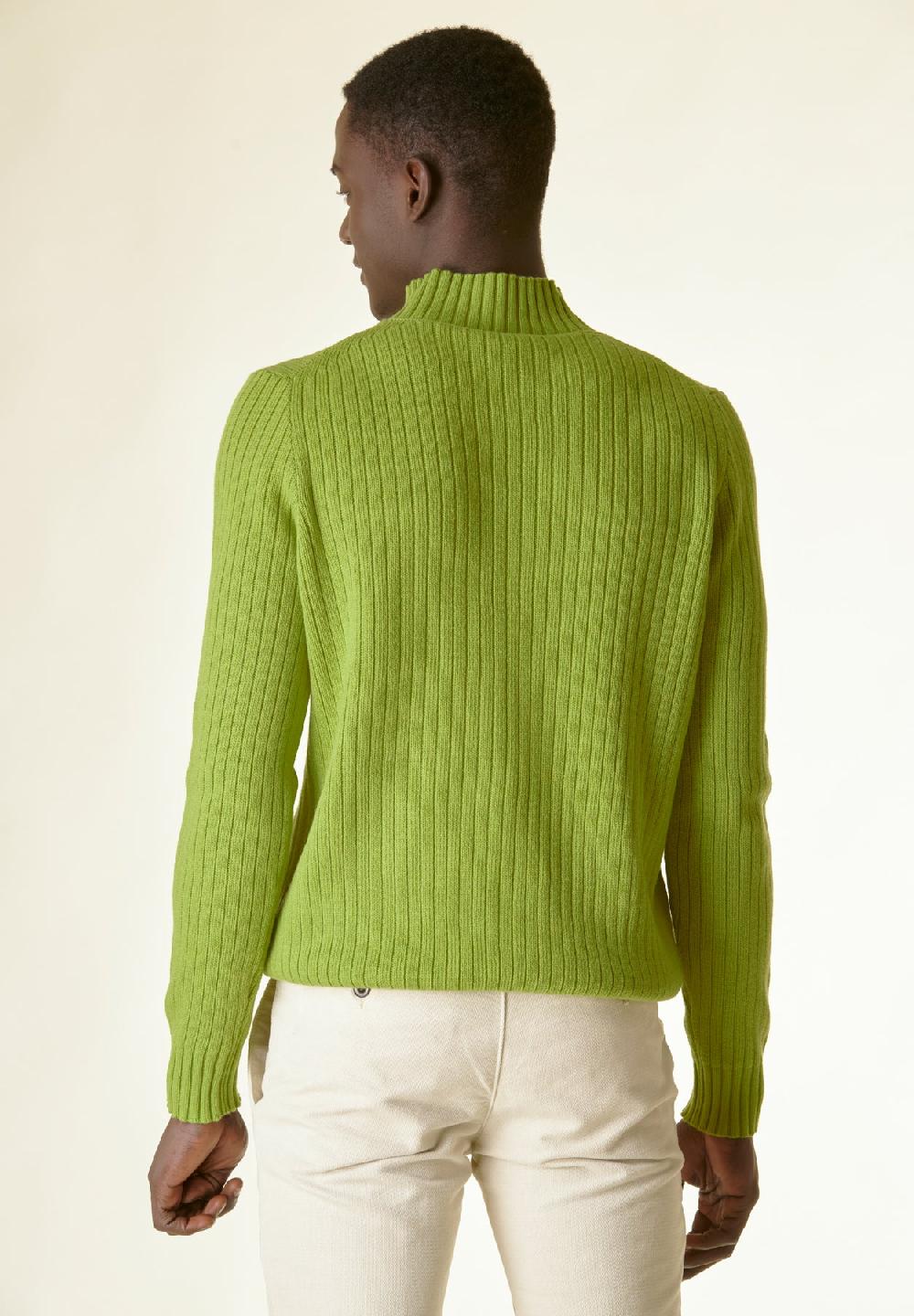 Angelico Lupetto verde acido coste e intreccio Online Outlet