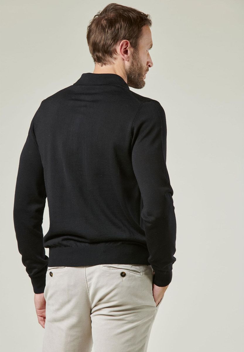 Angelico Polo in maglia nera merino Lana Gatto Vendita