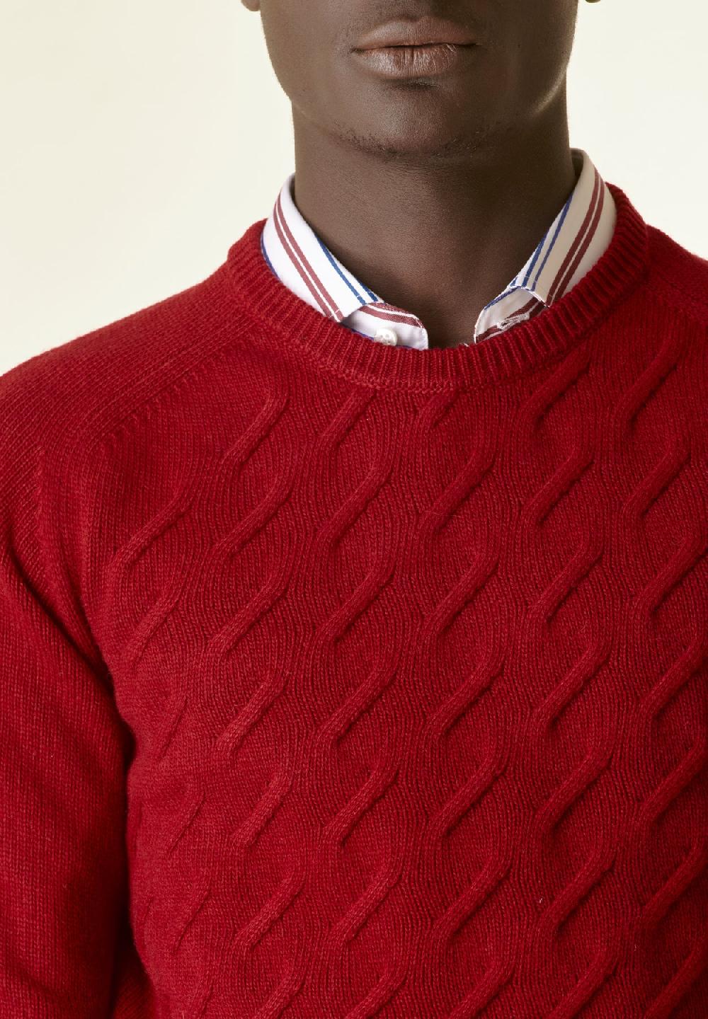 Angelico Maglia rosso scuro finte losanghe raglan Soddisfazione Garantita