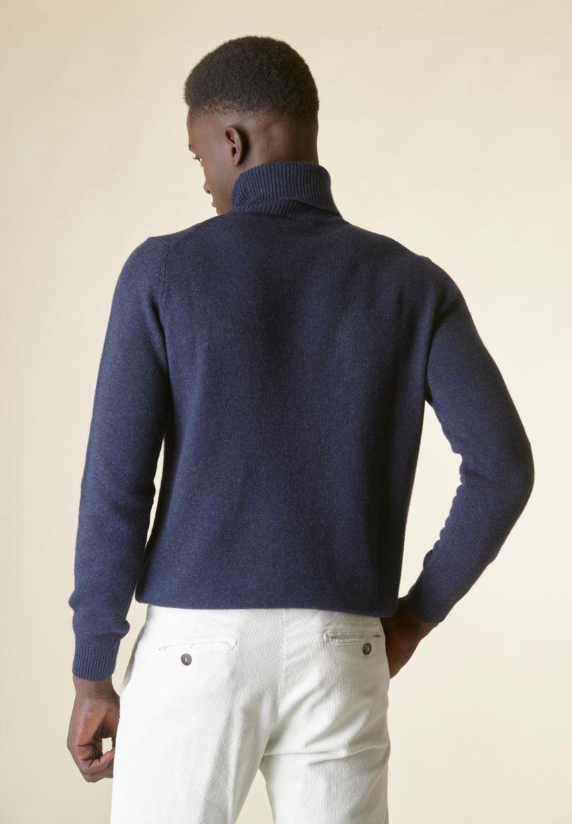 Angelico Dolcevita blu denim mano-cashmere Rilascio limitato