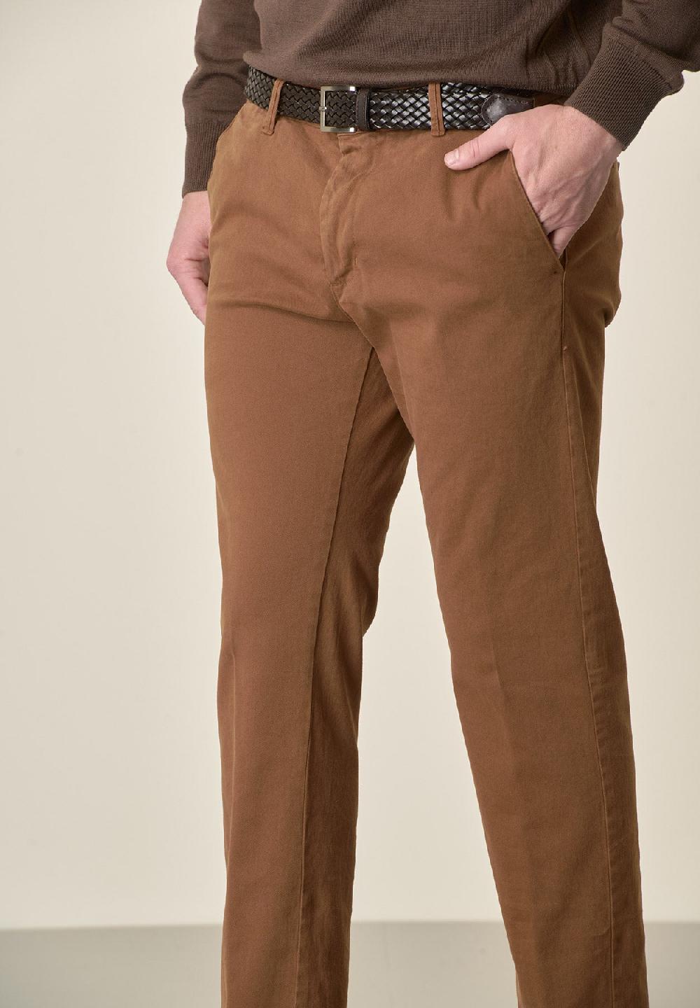 Angelico Pantalone cappuccino gabardina cotone stretch slim fit Fino Al -60%
