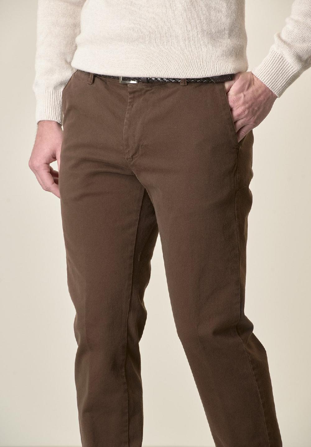 Angelico Pantalone moro gabardina cotone stretch slim fit Shopping Online