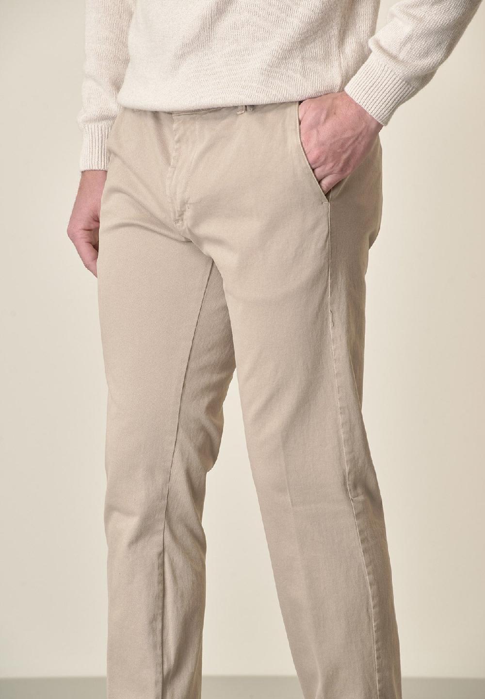 Angelico Pantalone beige gabardina cotone stretch slim fit Affare Del Giorno