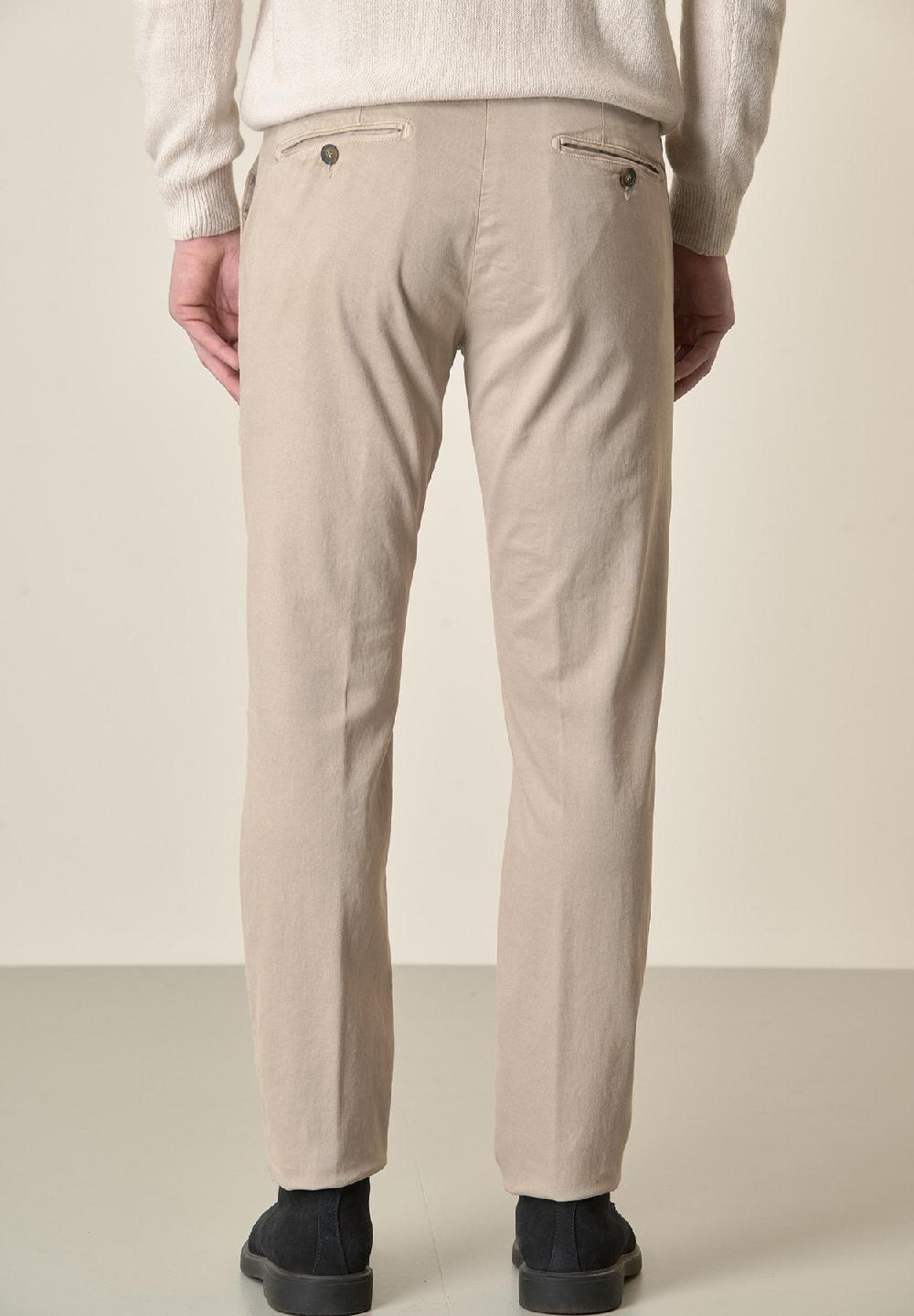 Angelico Pantalone beige gabardina cotone stretch slim fit Affare Del Giorno