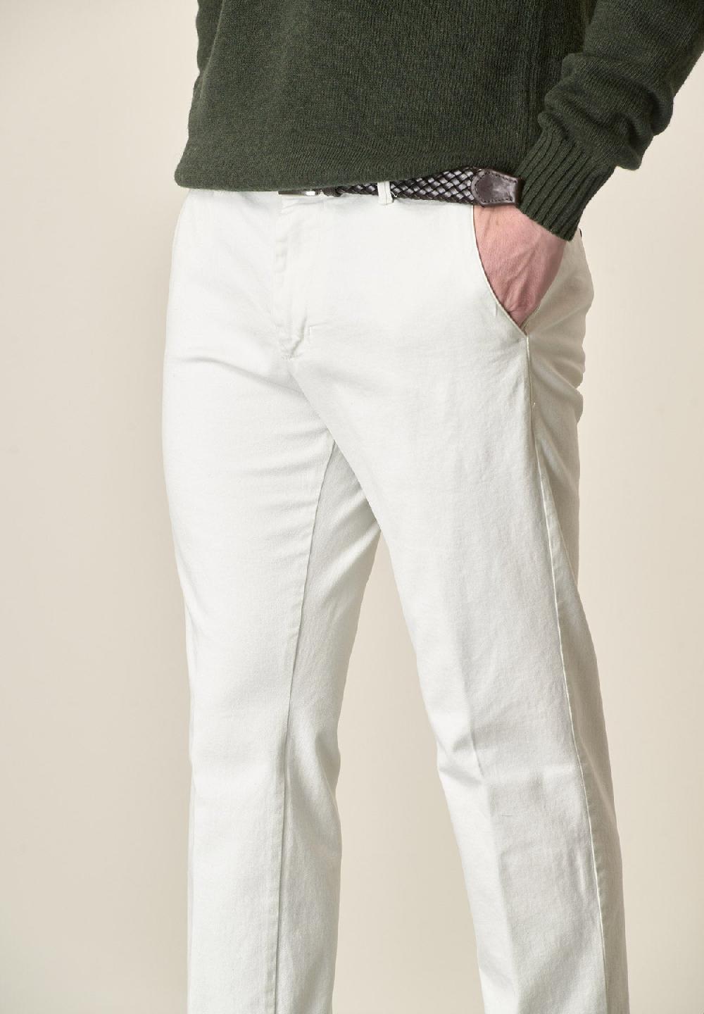 Angelico Pantalone panna gabardina cotone stretch slim fit Prezzo Ridotto