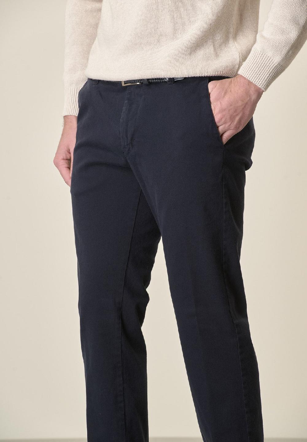 Angelico Pantalone blu gabardina cotone stretch slim fit Convenienza