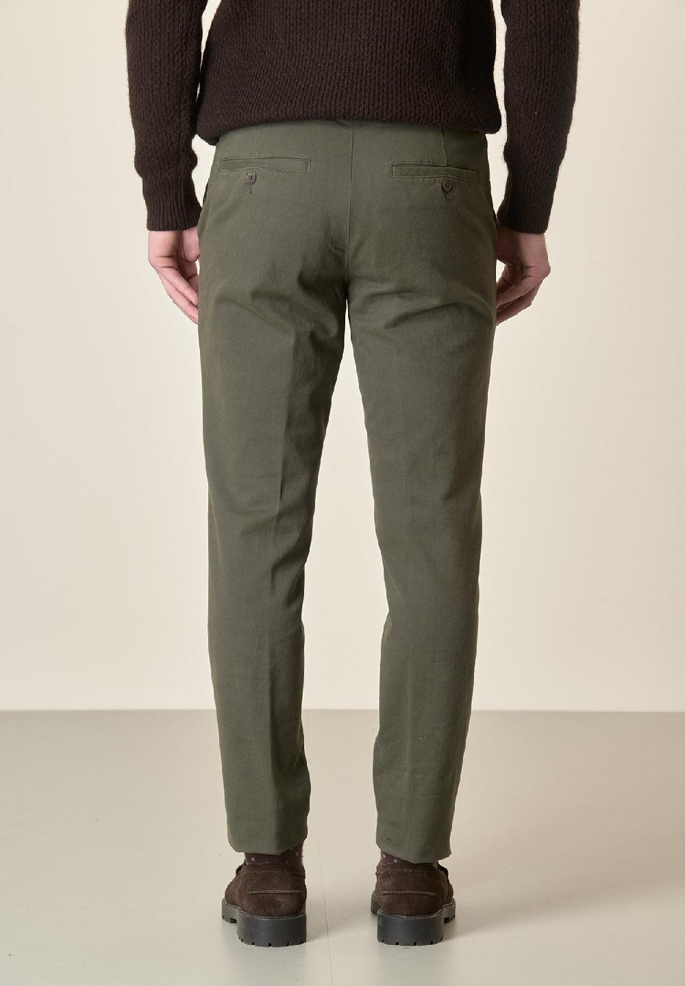 Angelico Pantalone verde militare sartoriale gabardina cotone regular fit Novità