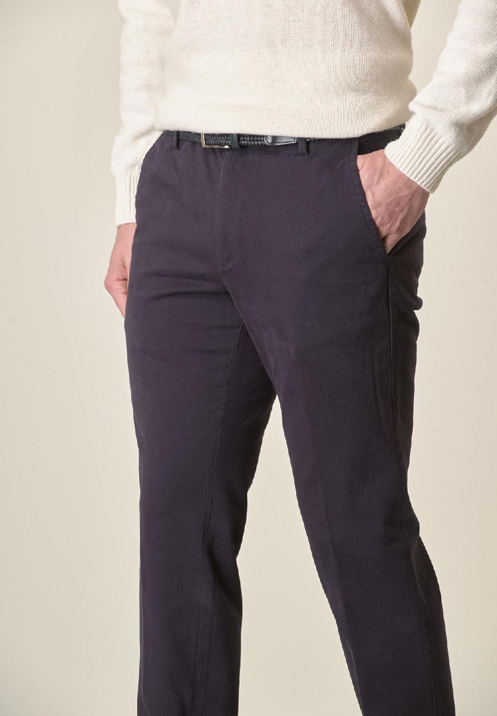Angelico Pantalone blu sartoriale gabardina cotone regular fit Presa