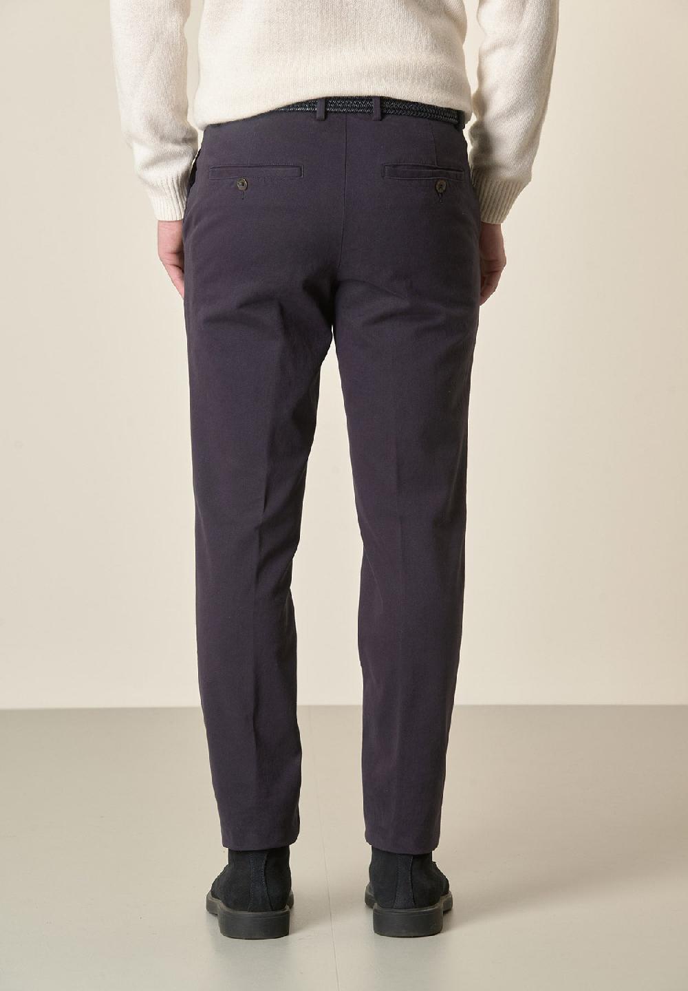 Angelico Pantalone blu sartoriale gabardina cotone regular fit Presa
