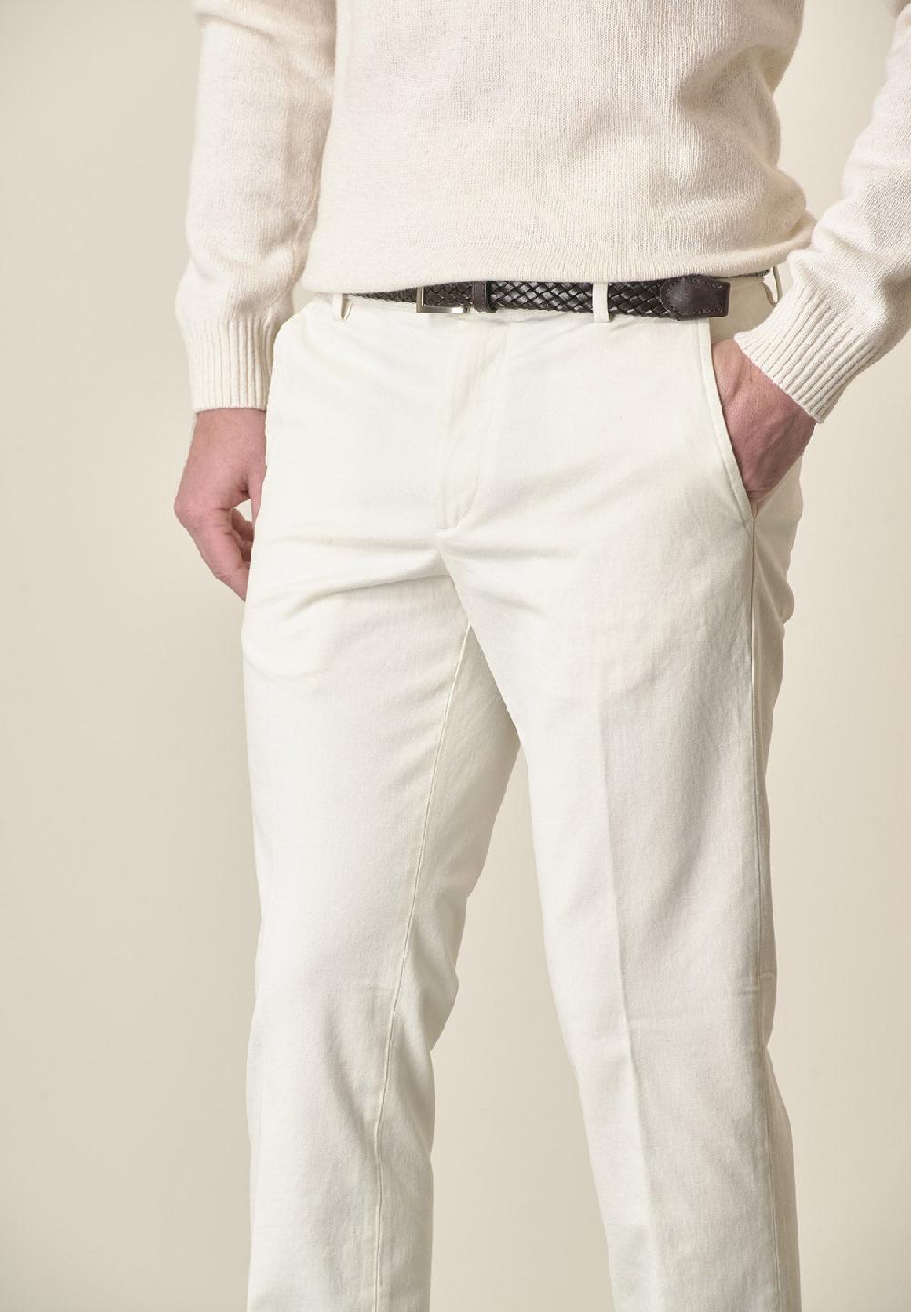 Angelico Pantalone burro sartoriale gabardina cotone regular fit Sconto