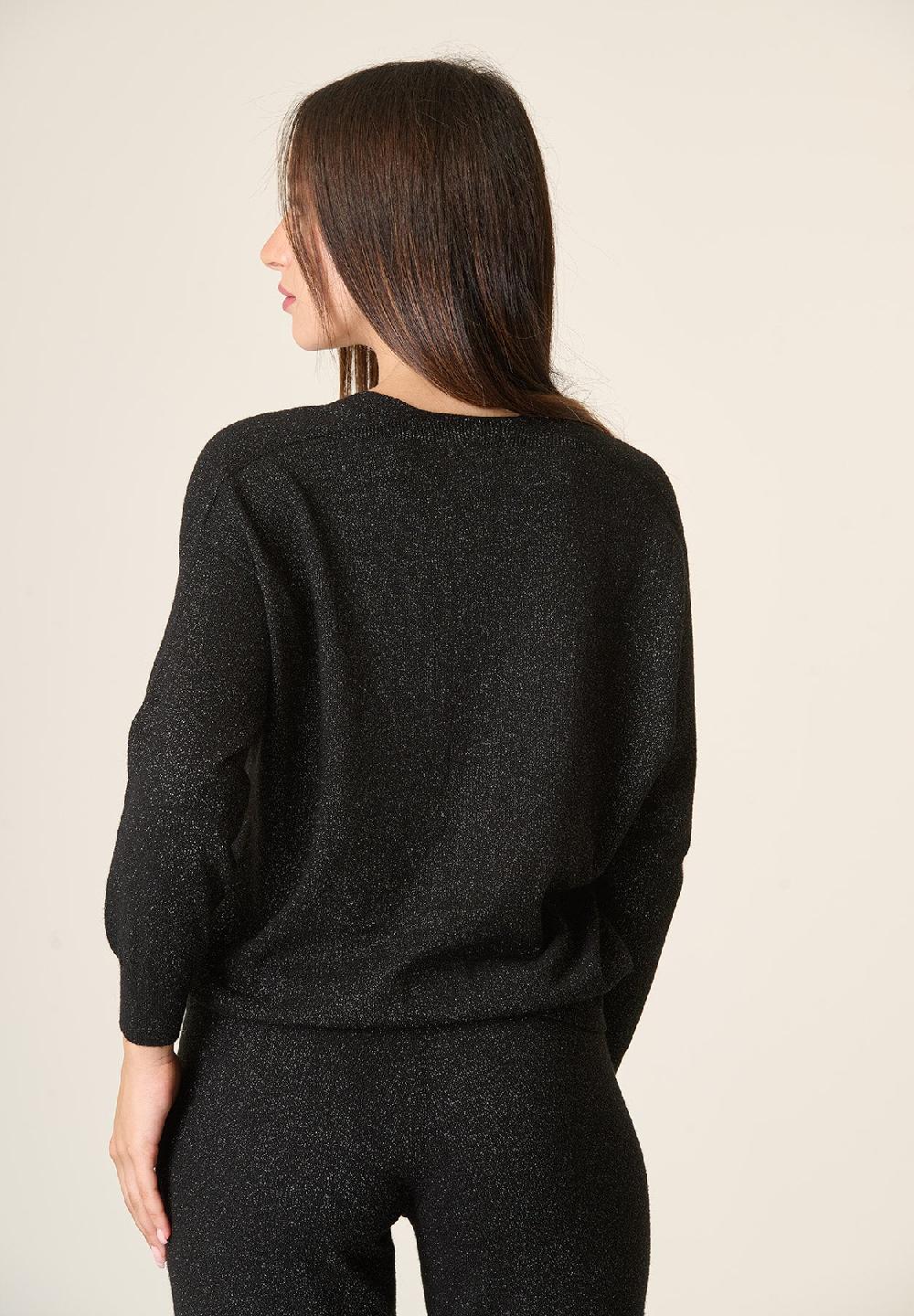 Angelico Cardigan nero lurex oversize Nuovo