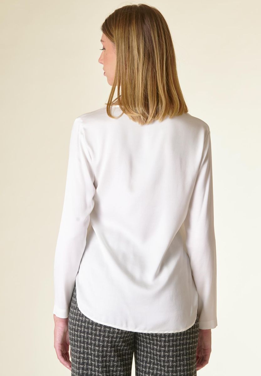 Angelico Blusa panna manica lunga raso viscosa Qualità