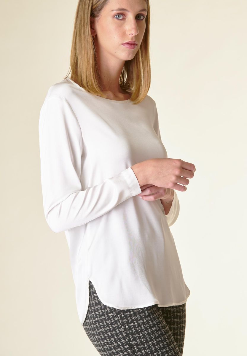 Angelico Blusa panna manica lunga raso viscosa Qualità