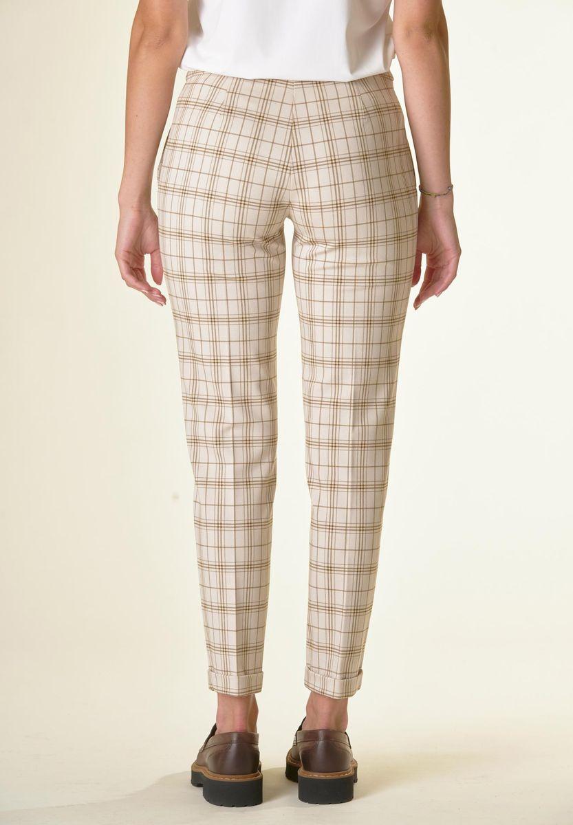 Angelico Pantalone panna quadri sigaretta risvolto Consegna Veloce