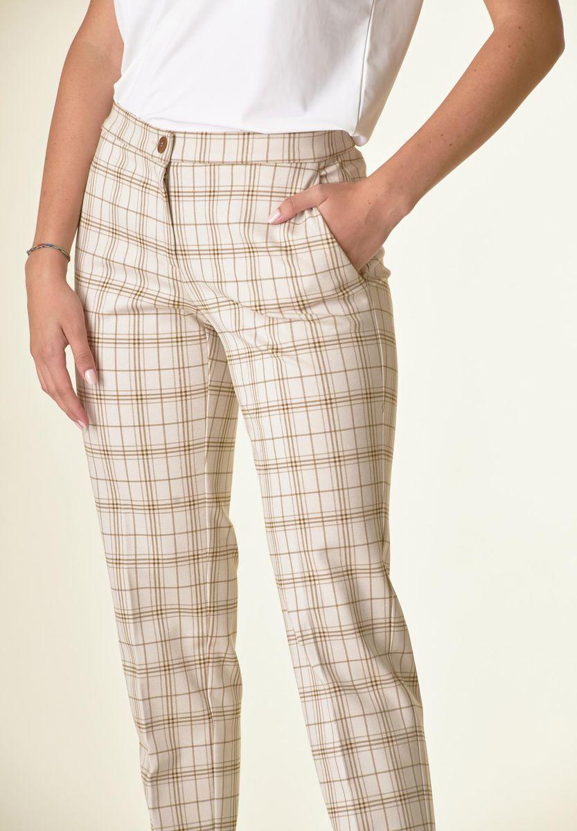 Angelico Pantalone panna quadri sigaretta risvolto Consegna Veloce