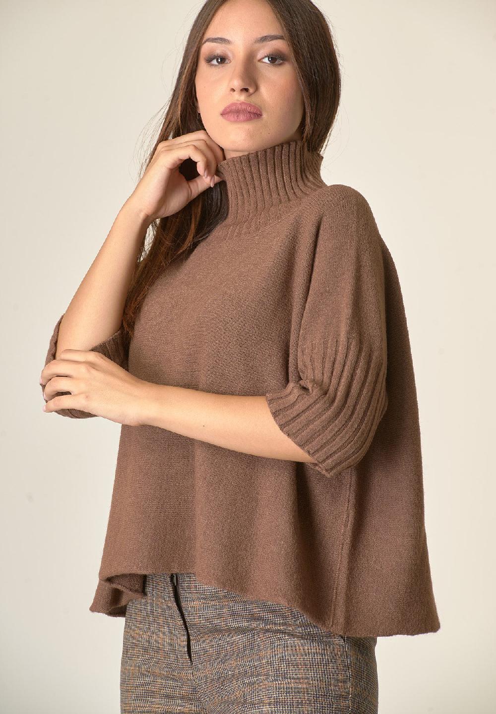 Angelico Lupetto marrone soft manica 3/4 Fino Al -60%