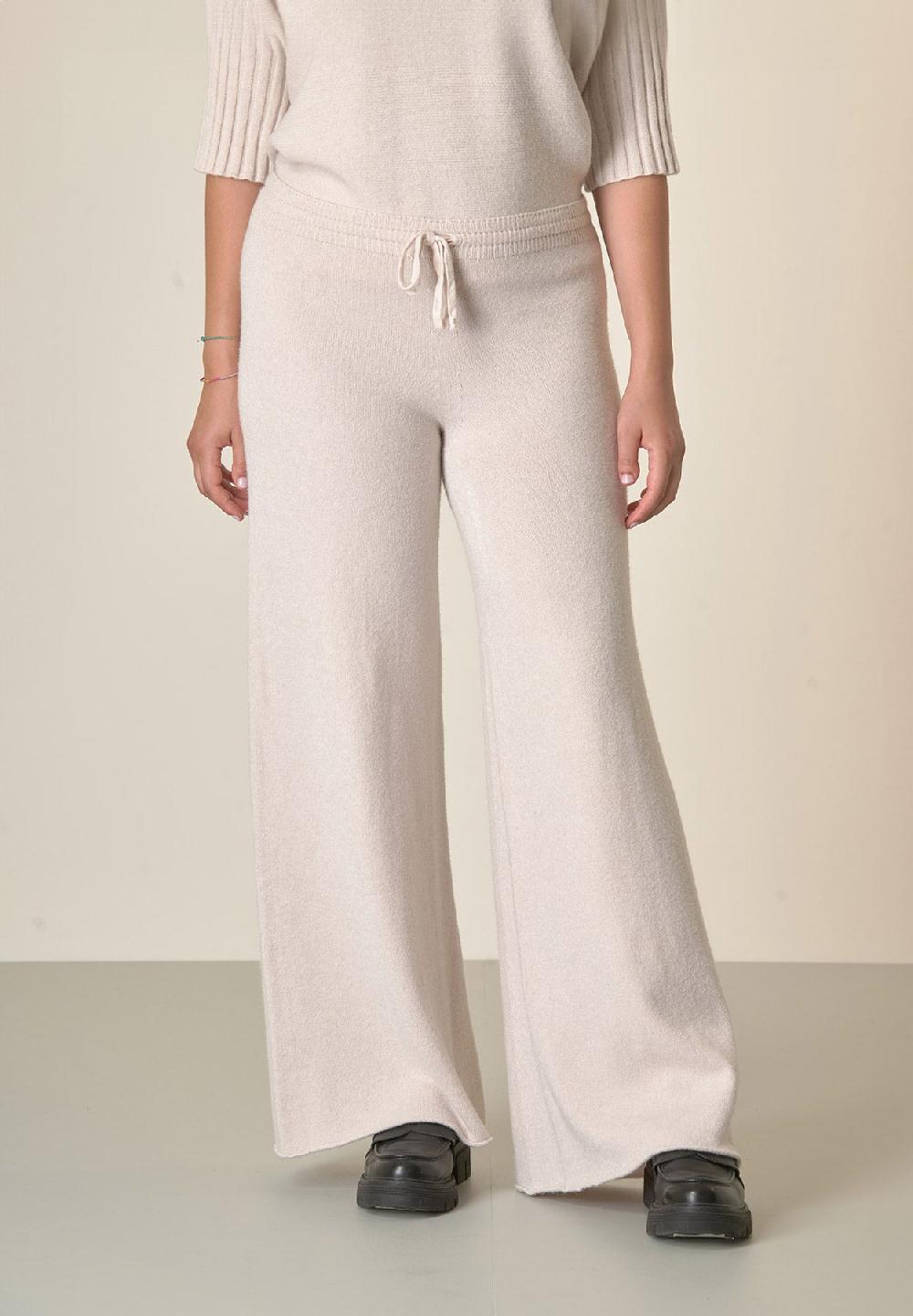 Angelico Pantalone avorio in maglia con coulisse Saldi