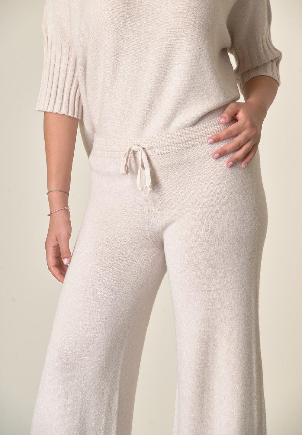 Angelico Pantalone avorio in maglia con coulisse Saldi