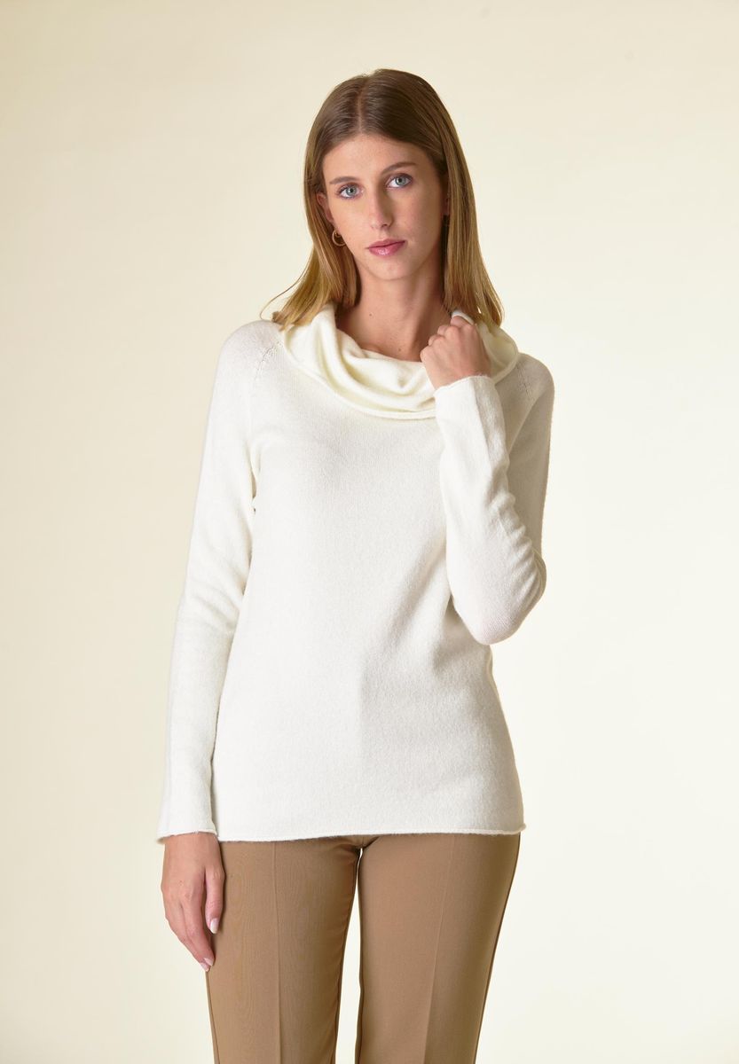Angelico Maglia panna collo anello viscosa soft Vendita Economica