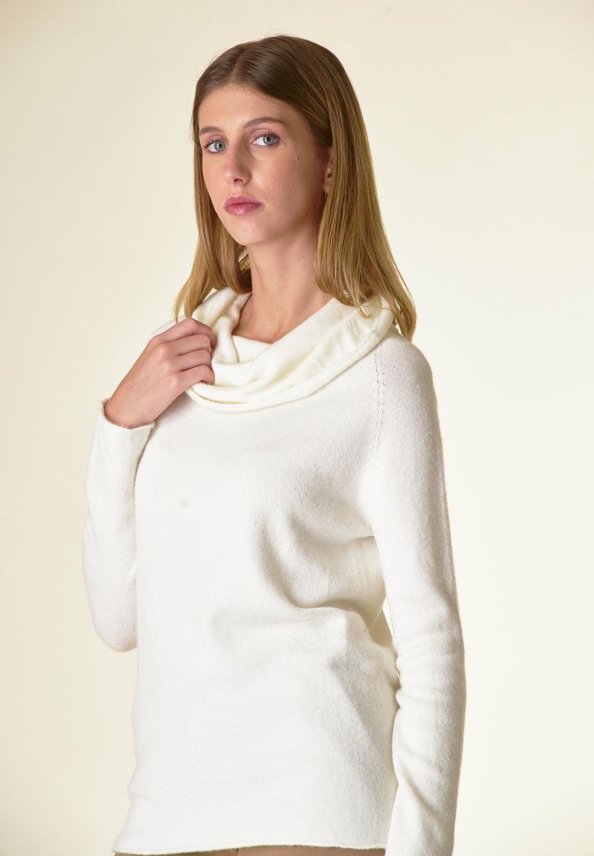 Angelico Maglia panna collo anello viscosa soft Vendita Economica