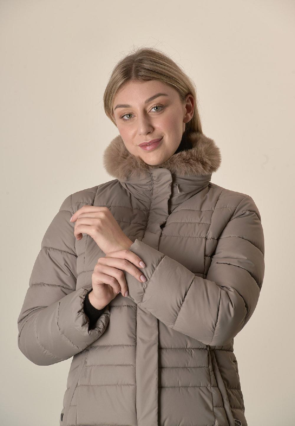 Angelico Piumino tortora pelliccia staccabile Moda