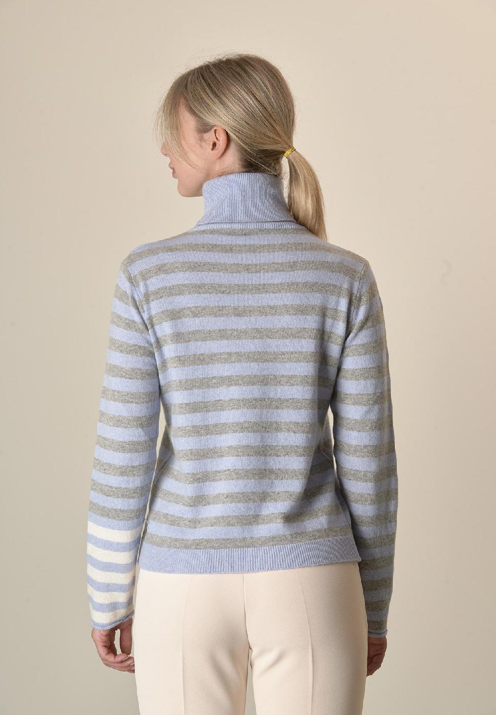 Angelico Dolcevita azzurro grigio righe misto cashmere Prezzo di fabbrica