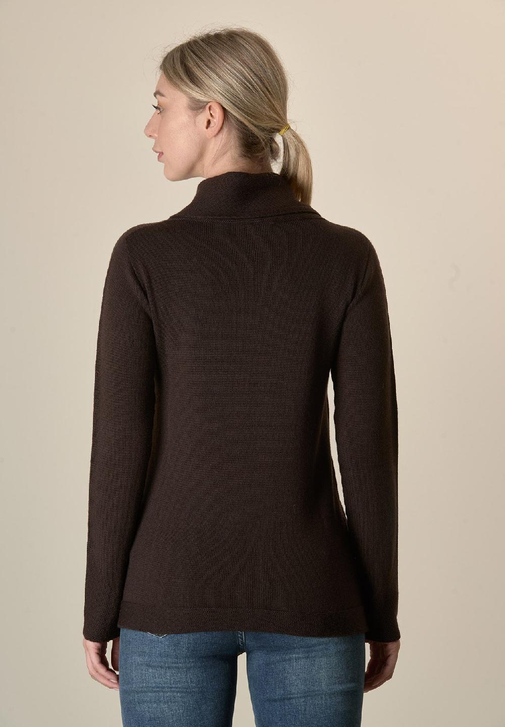 Angelico Maglia moro collo anello operata lana merinos Shopping online