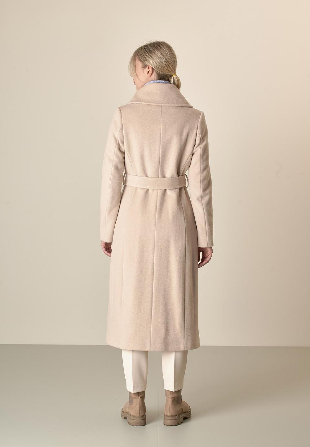 Angelico Cappotto cipria collo anello e cintura lana vergine cashmere Cyber Monday