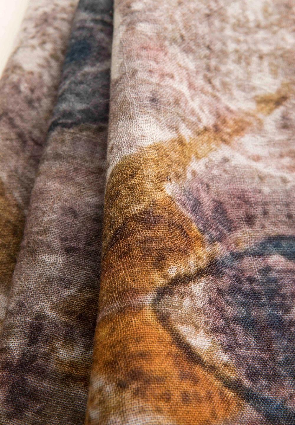 Angelico Stola beige arancione fantasia astratta lana frange Offerta Anniversario