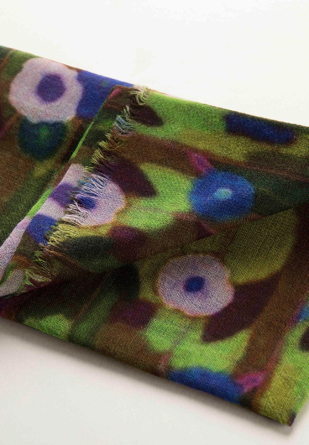 Angelico Stola verde fantasia fiori lana frange Vendita calda