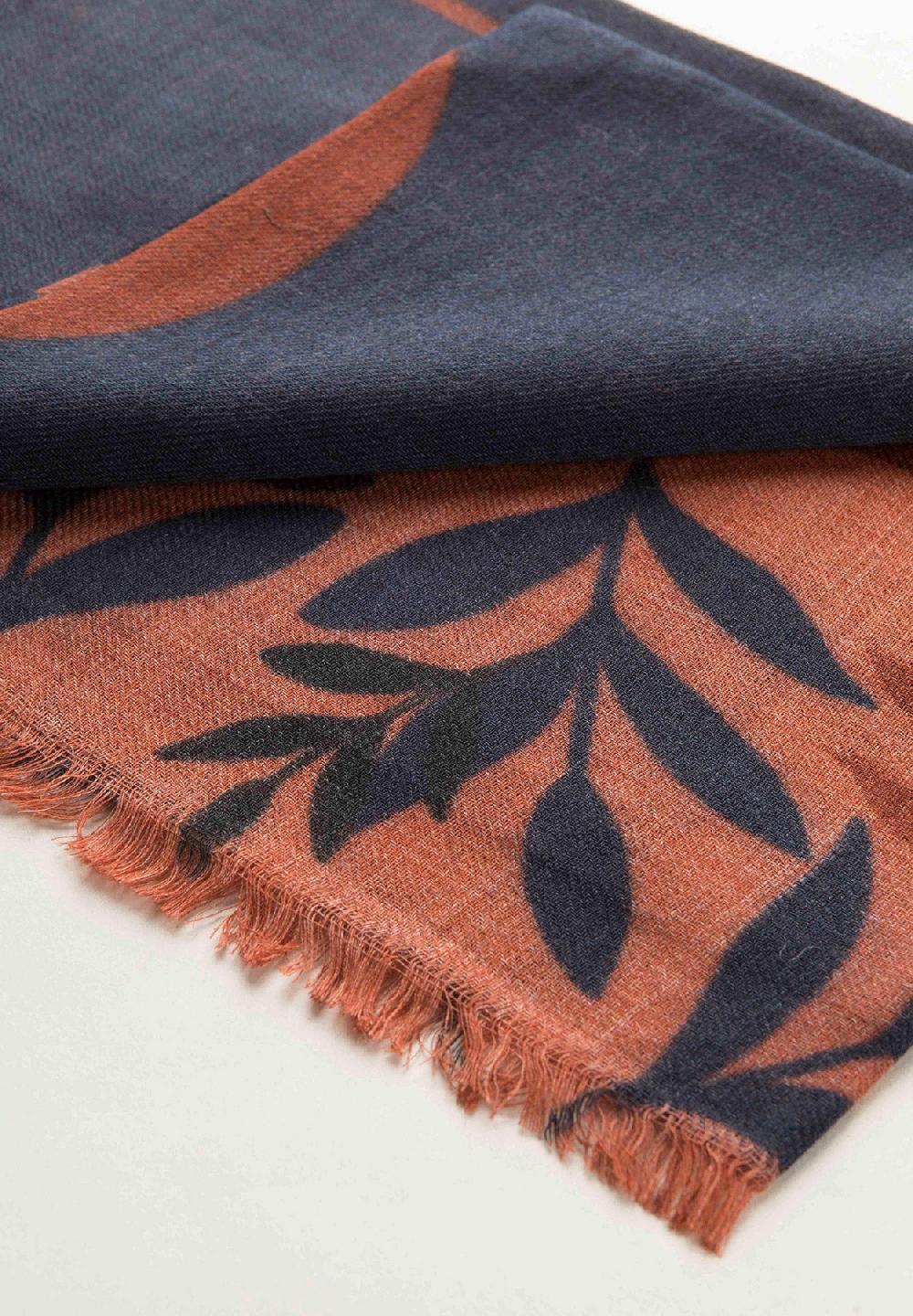 Angelico Sciarpa arancione blu stampa fiori lana Latest fashion