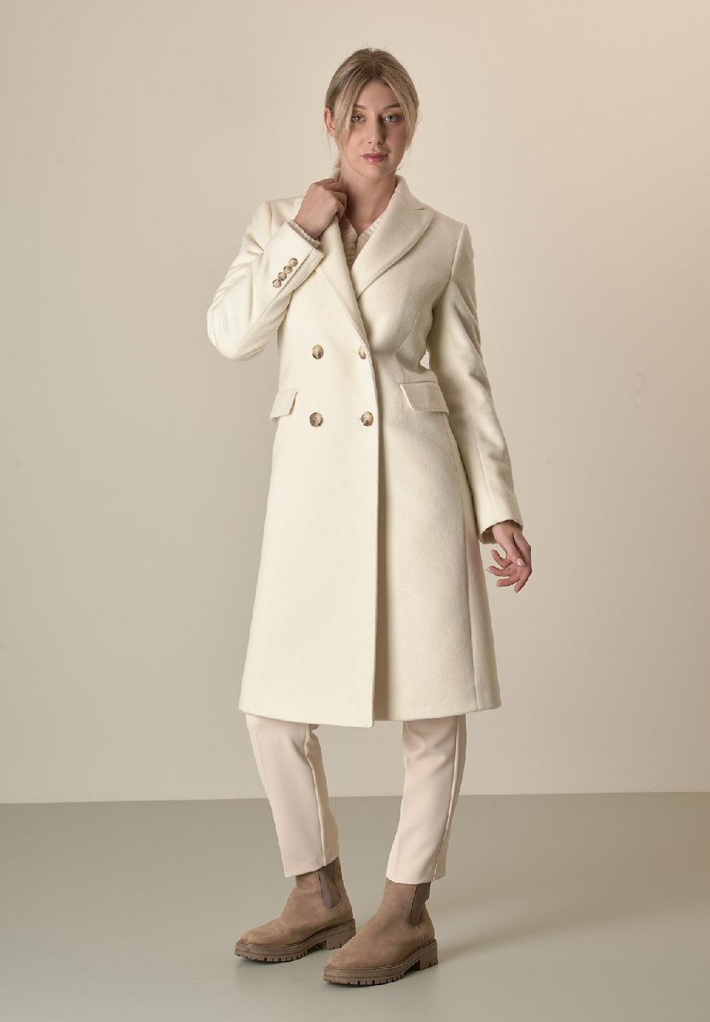 Angelico Cappotto panna doppiopetto lana cashmere Prezzo basso