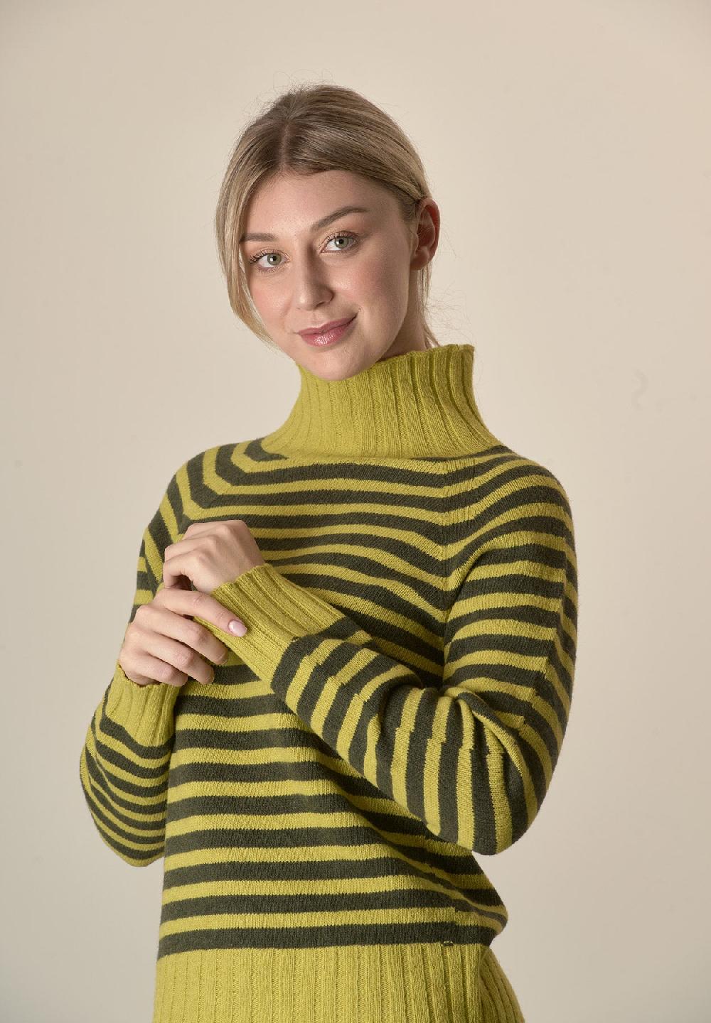 Angelico Lupetto gialla righe misto cashmere Latest stili