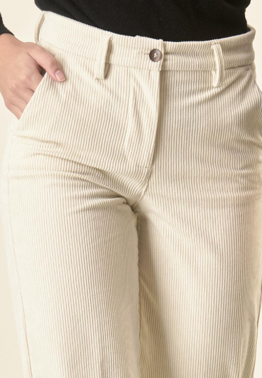 Angelico Pantalone avorio velluto palazzo Fino al 60% di sconto