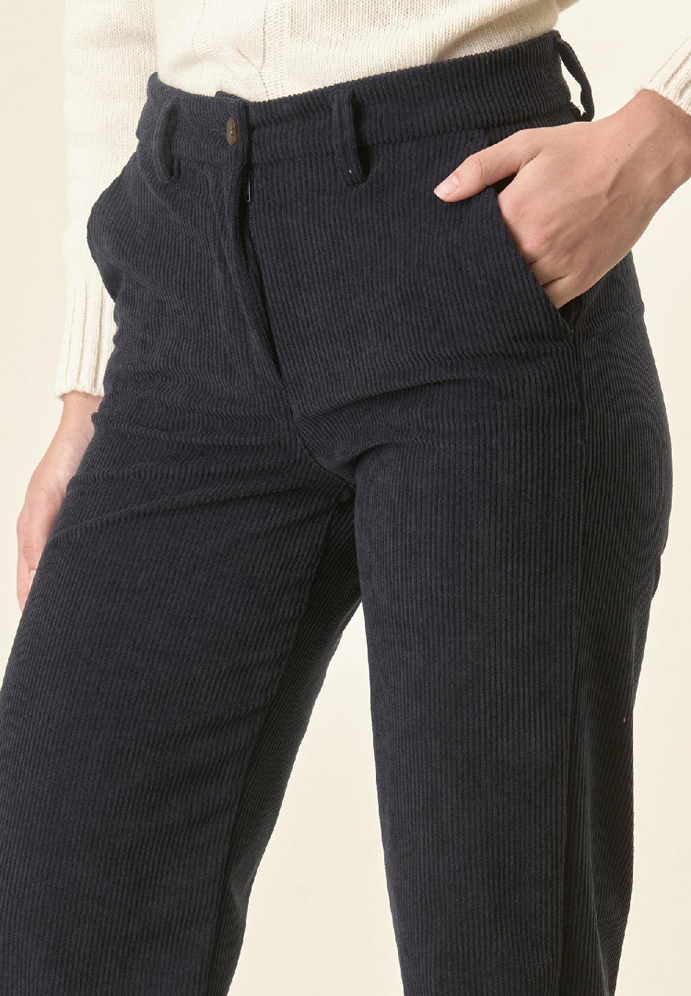 Angelico Pantalone blu velluto palazzo Fino al 65% di sconto