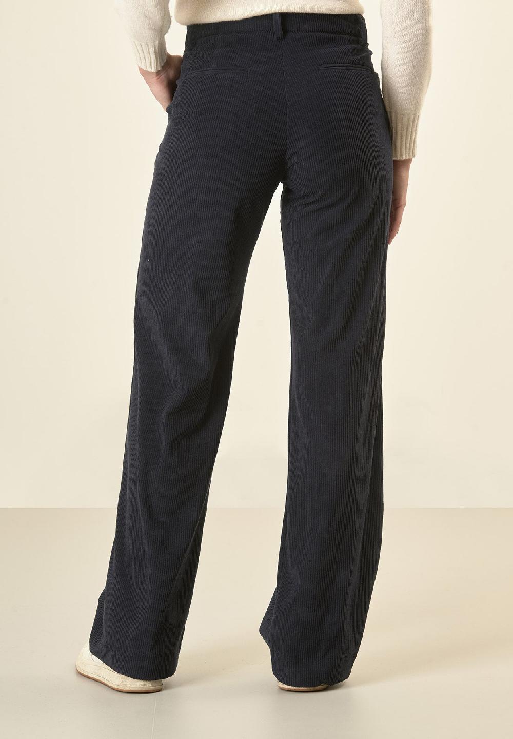 Angelico Pantalone blu velluto palazzo Fino al 65% di sconto