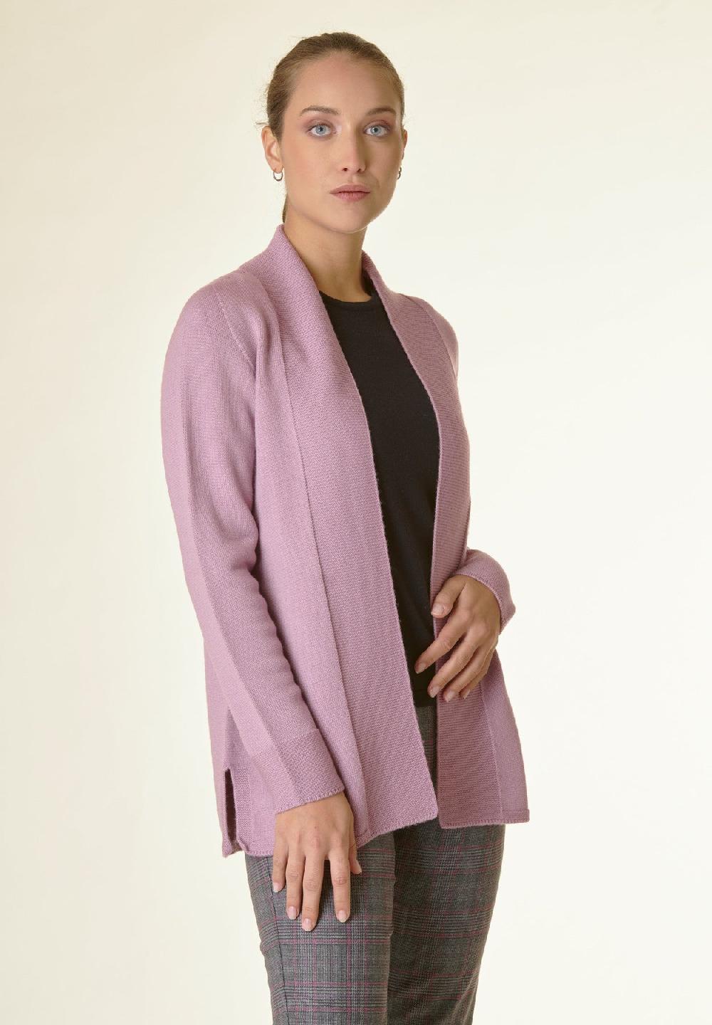 Angelico Cardigan rosa collo a scialle Sostegno trimestrale