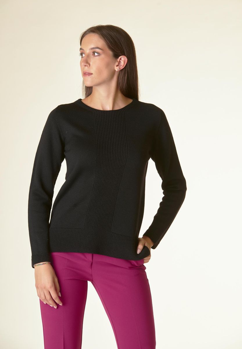 Angelico Maglia nera motivo centrale costa Lana-Gatto Discount Store per i nuovi prodotti