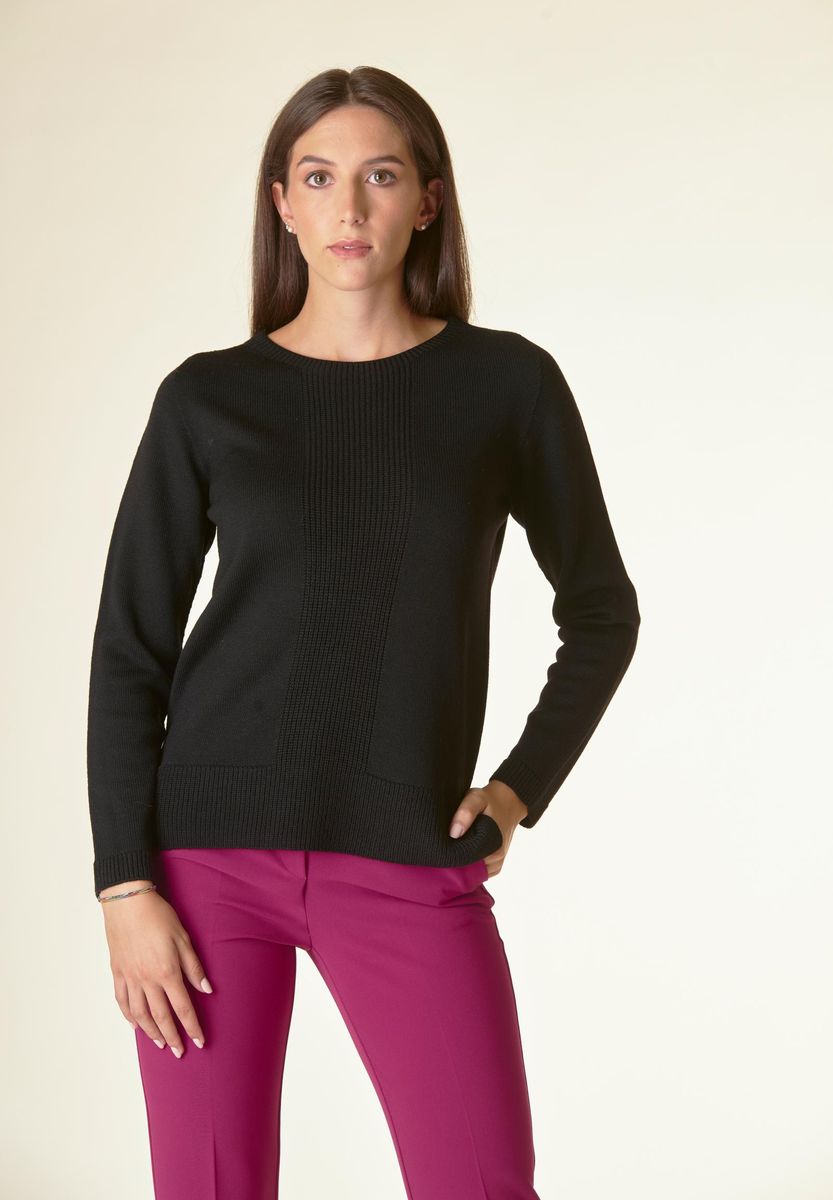 Angelico Maglia nera motivo centrale costa Lana-Gatto Discount Store per i nuovi prodotti