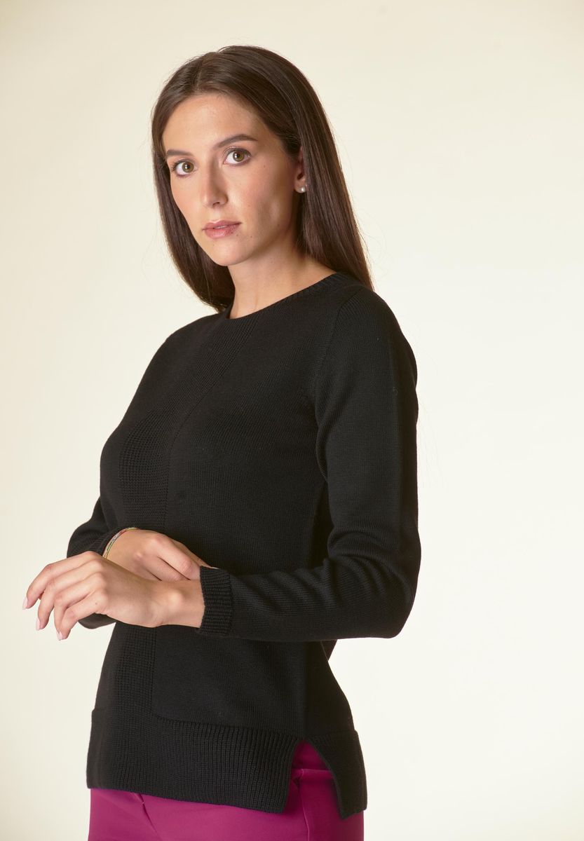 Angelico Maglia nera motivo centrale costa Lana-Gatto Discount Store per i nuovi prodotti