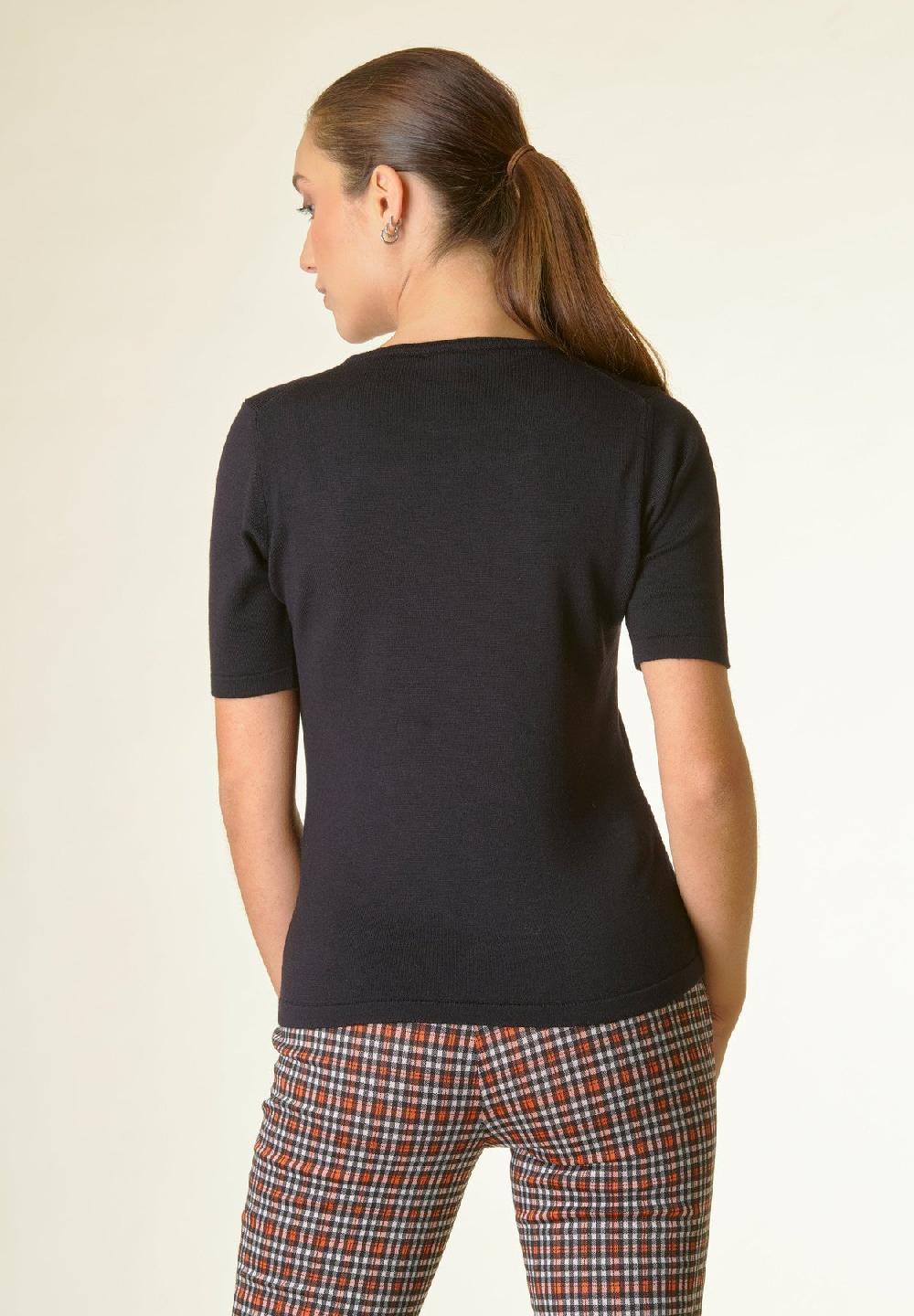 Angelico Maglia nera mezza manica merinos Solo un giorno rimasto