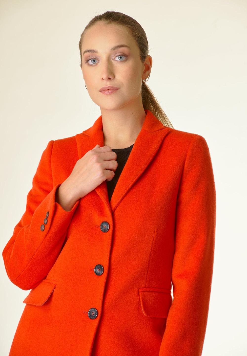 Angelico Cappotto arancione corto lana cashmere Super sconto