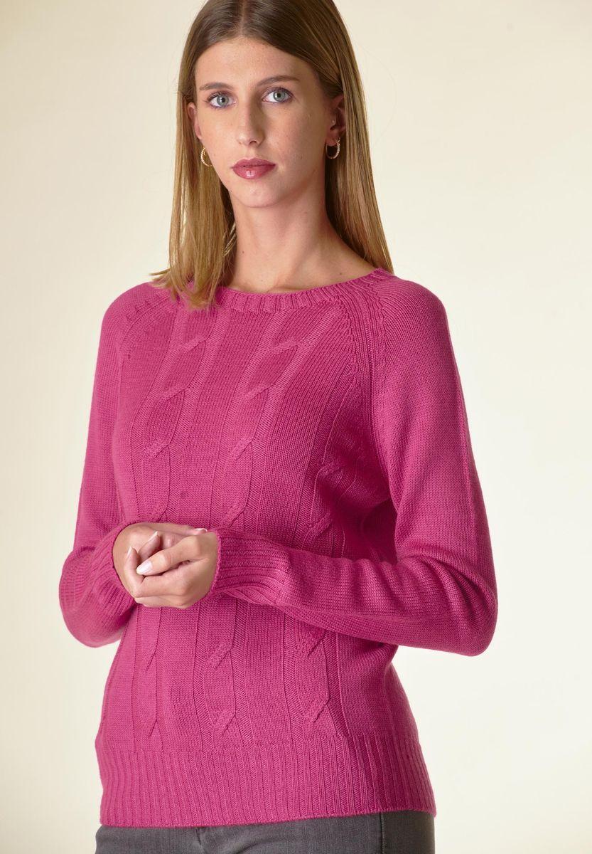 Angelico Maglia fucsia a trecce raglan Officina