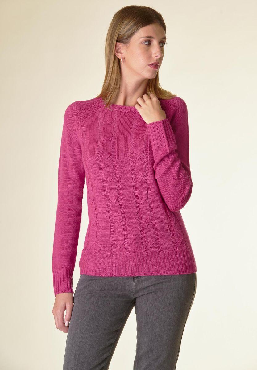 Angelico Maglia fucsia a trecce raglan Officina