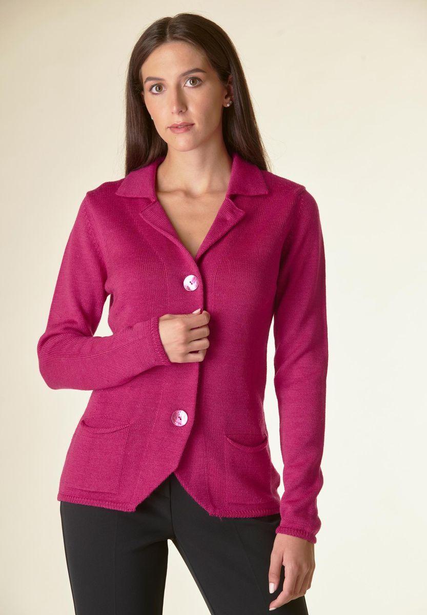 Angelico Cardigan fucsia 3 bottoni merino Lana-Gatto Limitato a 3 giorni