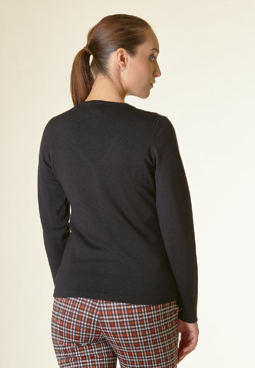 Angelico Cardigan nero lana merinos Italia